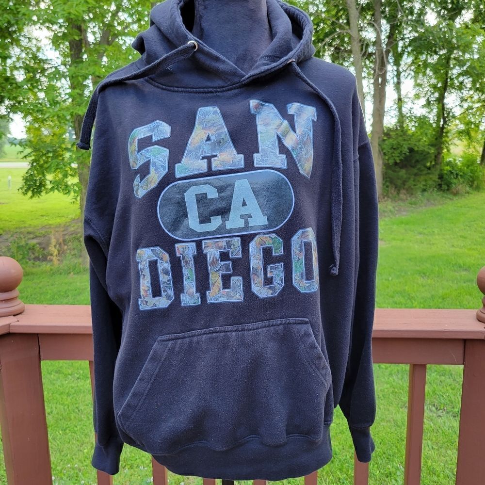Wings Beach Outfitters Black Long Sleeve Cotton-Blend Hoodie Men's Size XL